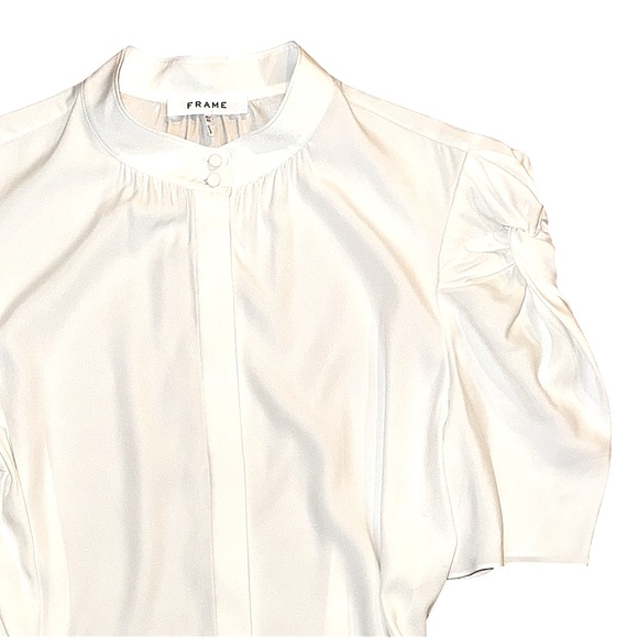 FRAME Gillian Puff Sleeve Silk Blouse - Picture 5 of 13